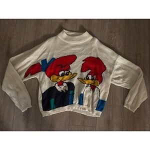 RARE Vtg 70s Walter Lantz WOODY WOODPECKER Turtleneck Sweater‎ Large